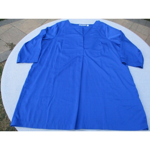 Joan Rivers Tunic Top Womens Size 1X Royal Blue Button Detail Pockets 3/4 Sleeve - Picture 5 of 10